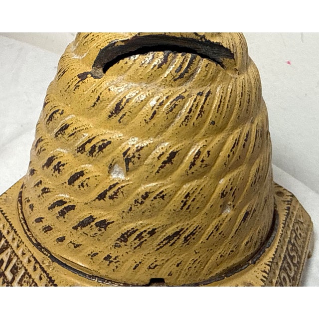 Antique Rare Early 1900's Industry Shall Be Rewarded Bee Hive Coin Still Bank For Sale - Image 4 of 13