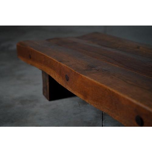 Rustic Rectangular Oak Coffee Table, Netherlands, 1960s For Sale - Image 5 of 8