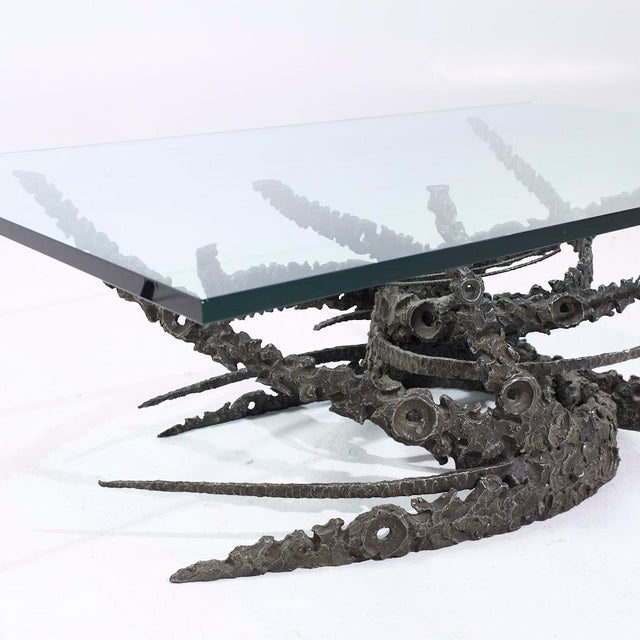 Metal Daniel Gluck Mid Century Bronze Brutalist Swirl Coffee Table For Sale - Image 7 of 10