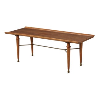 Danish Modern Style Teak and Brass Coffee Table, Mid-20th Century For Sale