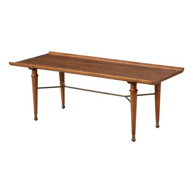 Danish Modern Style Teak and Brass Coffee Table, Mid-20th Century For Sale