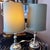 Metal Pair of vintage silverplate candlestick lamps with original silk shades with bead trim // Euro fitter lamp shades // elegant pair of lamps For Sale - Image 7 of 10