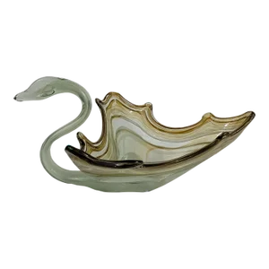 Mid-Century Swan Murano Art Glass Bowl Centerpiece