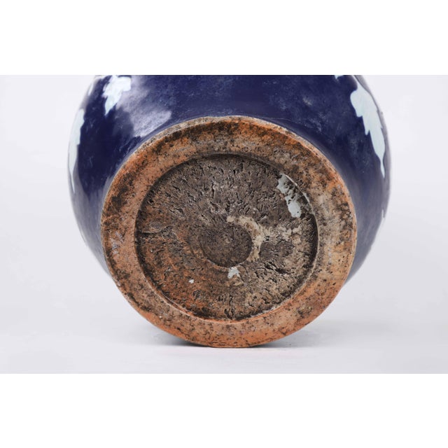 Blue 16th Century Chinese Ming Dynasty Blue Glaze White Flower Jar For Sale - Image 8 of 9
