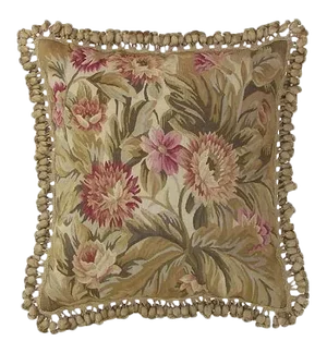 Aubusson Pink Flowers Throw Pillow