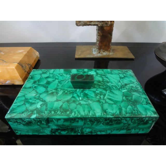 Gemstone Vintage Decorative Malachite Box For Sale - Image 7 of 10