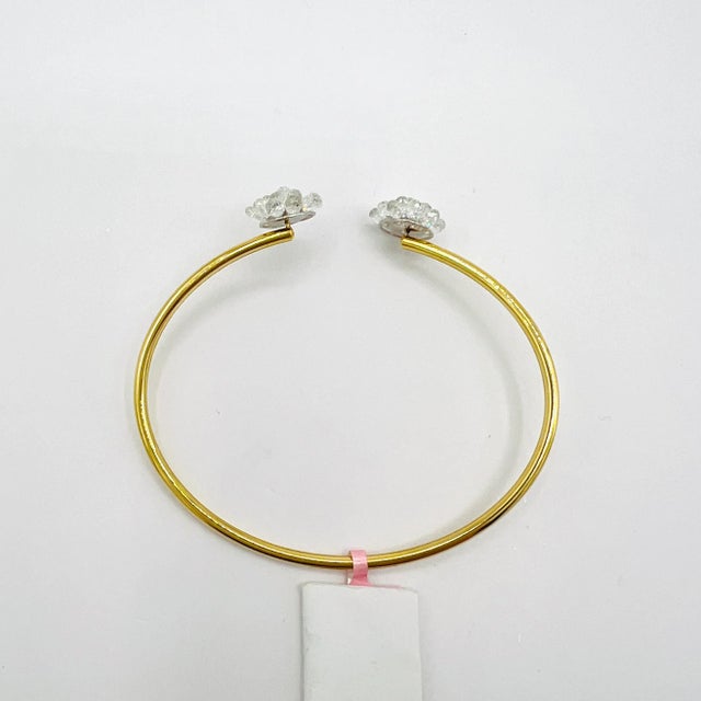 2020s White Diamond Briolette Cluster Open Bangle in 18k Yellow Gold For Sale - Image 5 of 8