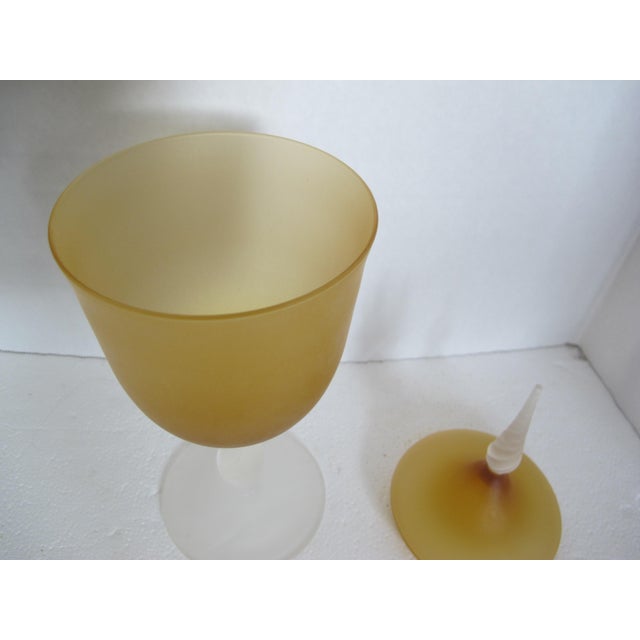 Mid 20th Century Mid 20th Century Empoli Italy Satin Glass Amber Covered Apothecary Jar For Sale - Image 5 of 7