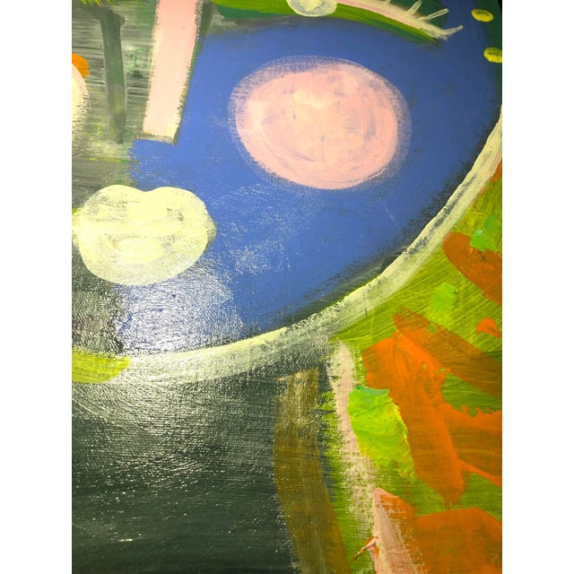 Contemporary Figurative Mixed Media Painting in Canvas Board “Face With Blue” by Auker For Sale - Image 10 of 10