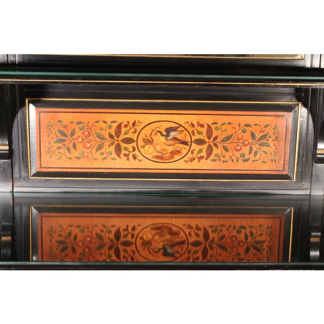 Aesthetic Movement Black Lacquer and Painted Cabinet For Sale - Image 9 of 15