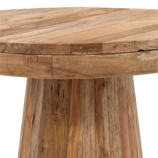Rustic Modern Salvaged Teak Round Outdoor Counter Table For Sale - Image 4 of 4