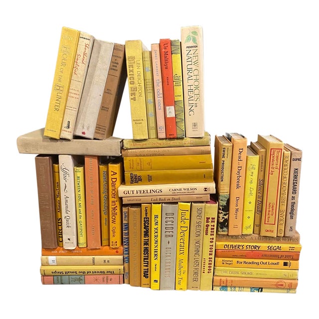 Vintage Late 20th Century Yellow Books - Set of 50 For Sale