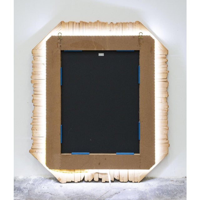 Wood Backlit Mirror with Wooden Frame, 2010s For Sale - Image 7 of 8