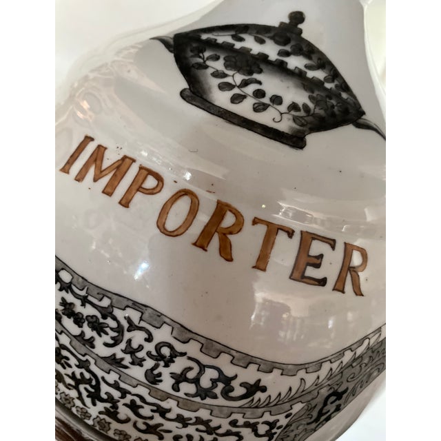 1840's C Levering Importer Hand-Painted Baltimore Advertising Lamp For Sale - Image 4 of 13