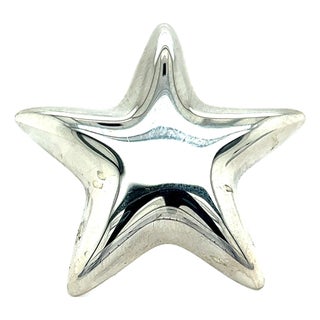 1990s Tiffany & Co Estate Puffed Star Brooch Sterling Silver For Sale