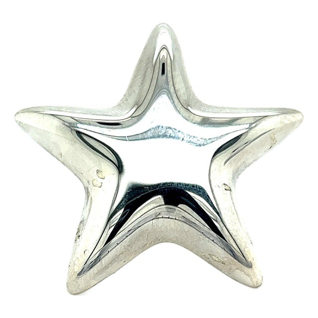 1990s Tiffany & Co Estate Puffed Star Brooch Sterling Silver For Sale