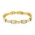 A glossy 14 karat yellow gold band is the perfect backdrop for over 10 carats of princess cut and baguette cut diamonds,...