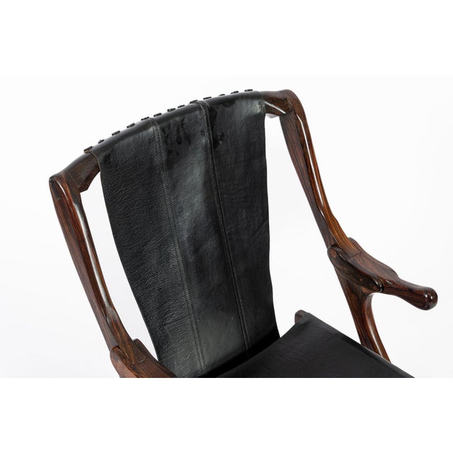 Mid Century Rosewood & Black Leather Folding Lounge Chair by Don Shoemaker For Sale - Image 13 of 14