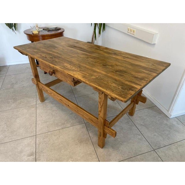 Antique Farm Dining Table For Sale - Image 6 of 9