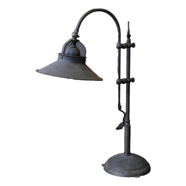 Industrial Black Table Lamp For Sale