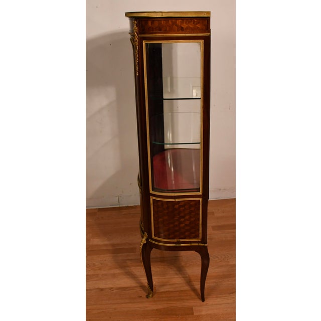 Antique Paul Sormani French Louis XV Mahogany Inlay Display Cabinet Vitrine For Sale - Image 16 of 18