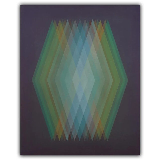 Wood Contemporary Abstract Oil, Acrylic and Silver Particles on Wood Panel Painting "Prism (Cyan-Orange-Green)" by Bernadette Jiyong Frank For Sale - Image 7 of 7