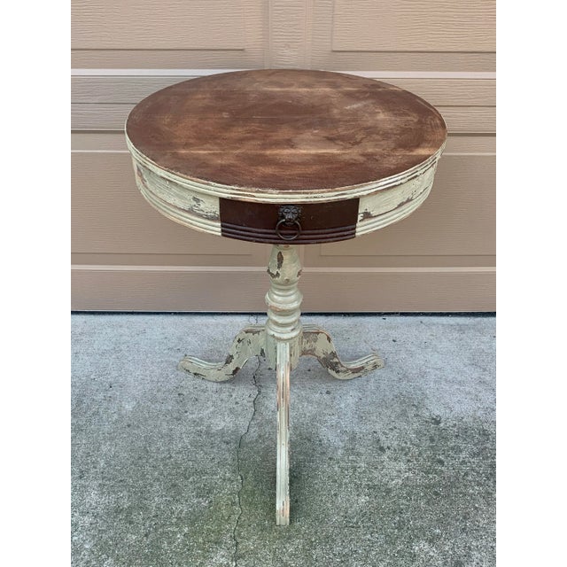 Antique American Regency Round Painted Walnut Side Table, Late 19th Century For Sale - Image 4 of 12
