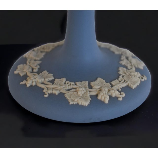 Ceramic Vintage 70s Wedgwood Jasperware Small Pedestal Stand, 3D Grapevine Motif For Sale - Image 7 of 7
