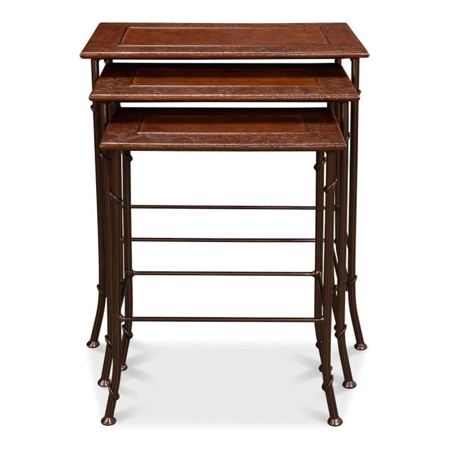 Not Yet Made - Made To Order Modern Leather-Top Nesting Tables - Set of 3 For Sale - Image 5 of 10