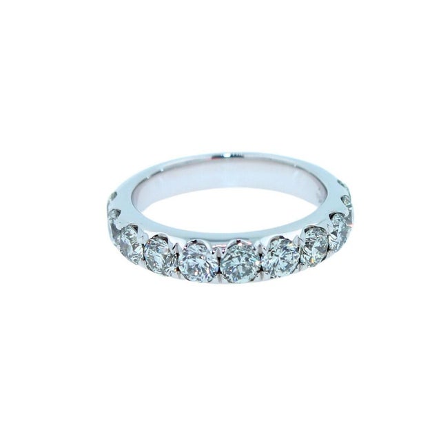 2 Carat Classic Round Shape Brilliant Cut Diamond Wide Eternity Half Way Wedding Band 18 Karat White Gold Statement Unique...