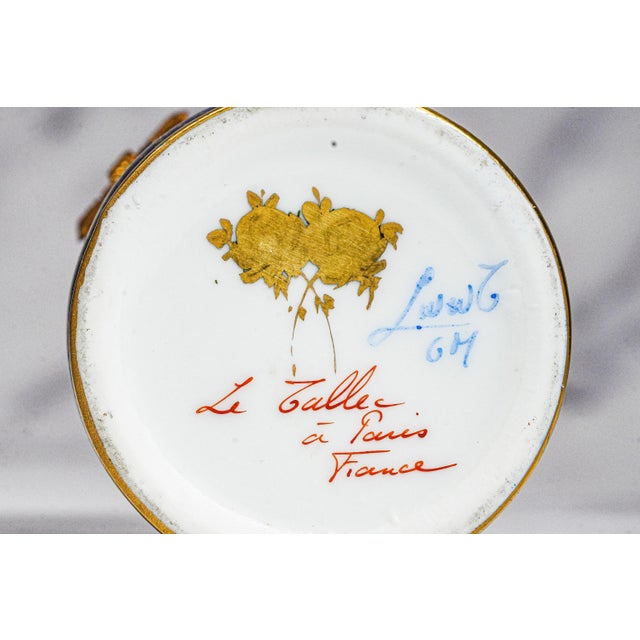 1950s Beautiful Hand Painted Le Tallec Vintage French Porcelain Blue and Gold Jar Box Home Decor For Sale - Image 14 of 14