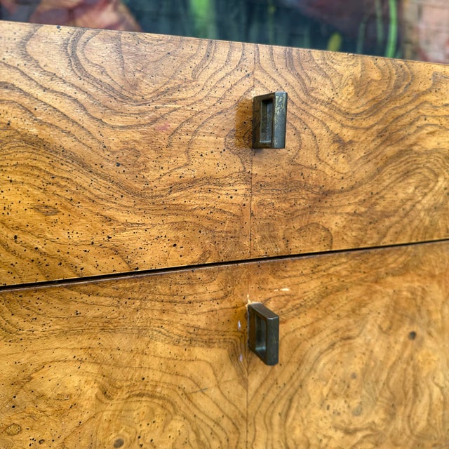 Century Furniture Burlwood and Brass Petit Chest of Drawers For Sale - Image 10 of 12