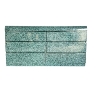 1980s Postmodern Faux Teal Granite Waterfall Dresser For Sale