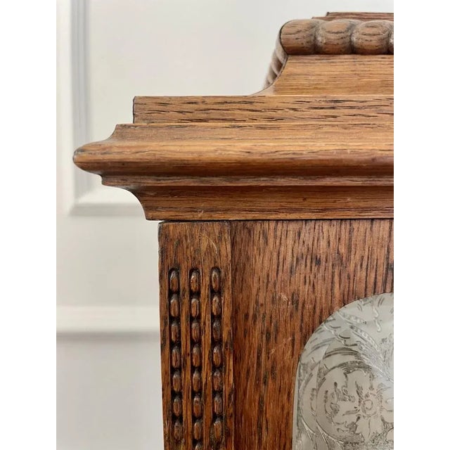 Brown Large Antique Victorian Carved Oak Bracket Clock For Sale - Image 8 of 13