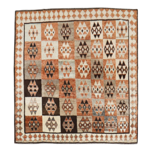 Vintage Zabihi Collection Geometric Persian Square Gabbeh Rug