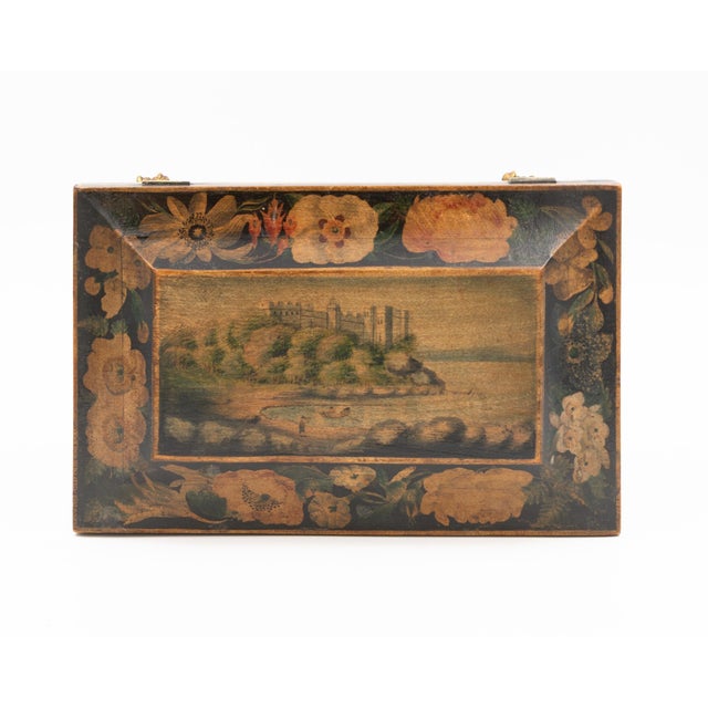 Regency Painted and Penwork Bombe Box on Gilt Lion Paw Feet, English, Circa 1820 For Sale - Image 10 of 12