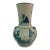 Vintage Chinoiserie Celadon & Cobalt Blue Vase With Lion Mask Handles For Sale