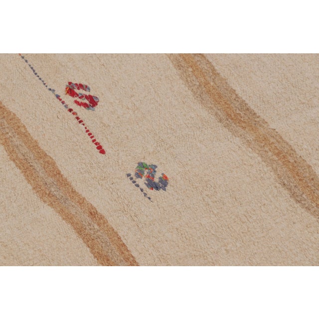 Textile Vintage Anatolian Runner With Minimalist Beige-Brown Striped Field - Rug & Kilim For Sale - Image 7 of 10