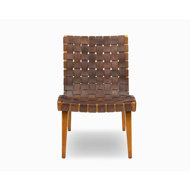 Vintage Mid Century "Model 654" Leather Chair and Ottoman by Jens Risom For Sale - Image 9 of 14