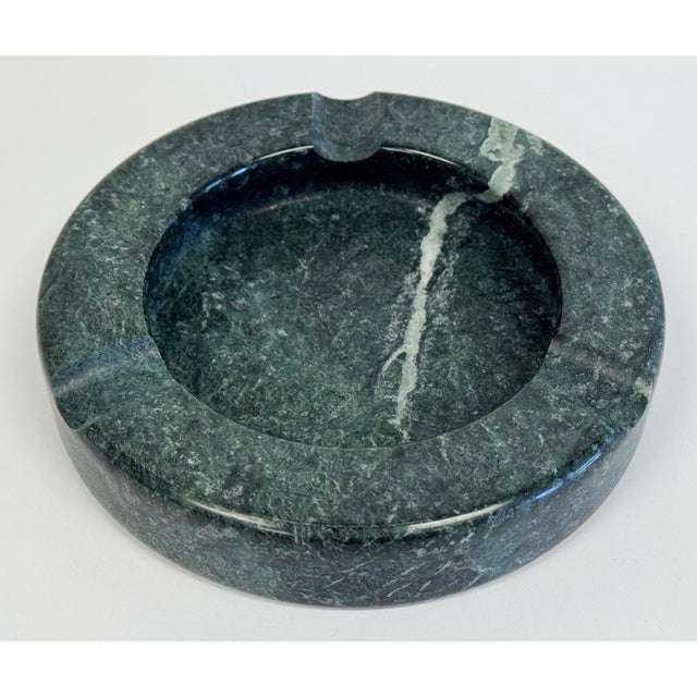 Postmodern Vintage Round Green Marble Ashtray or Dish For Sale - Image 3 of 11