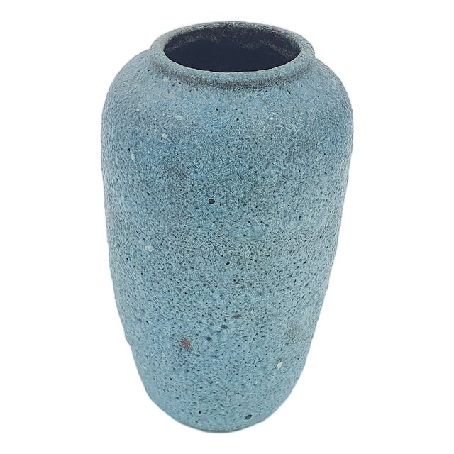 Blue Fat Lava Ceramic Vase attributed to Pieter Groeneveldt, Netherlands, 1970s For Sale