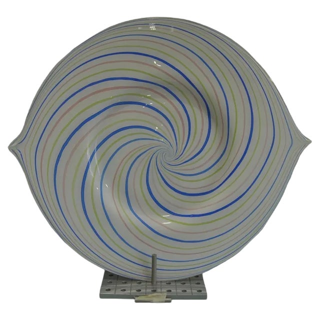 Large Colored Filigree Glass Dish, 1970s For Sale