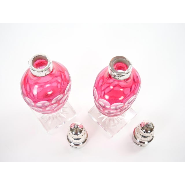Val Saint-Lambert Val Saint Lambert Pink Glass Bottles With Diamond-Cut & Etched Decoration For Sale - Image 4 of 12