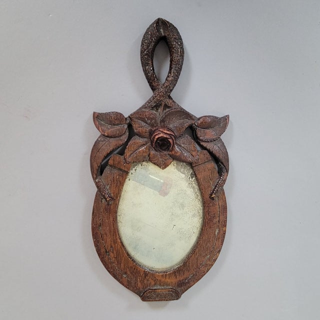 Antique American Folk Art Horseshoe Wall Mirror With Initials For Sale - Image 4 of 7