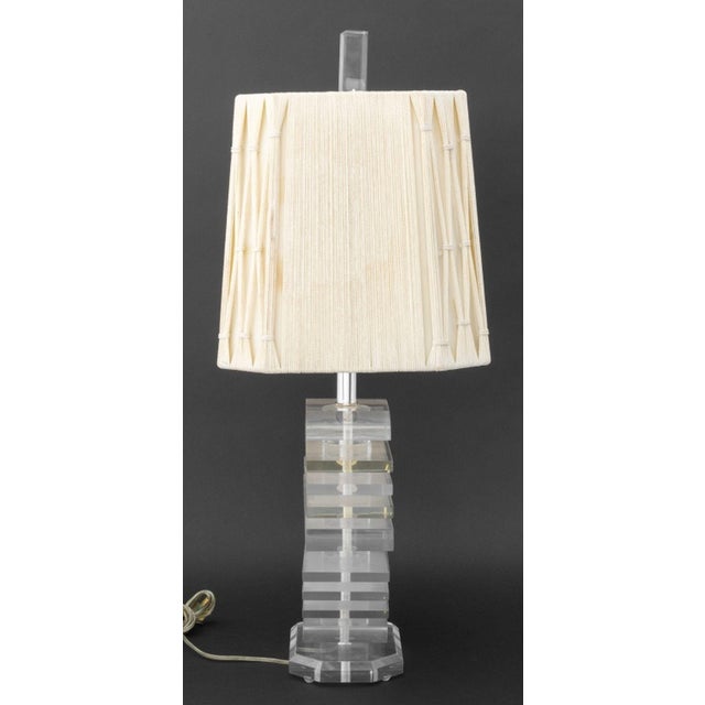 Transparent George Bullio Stacked Lucite Table Lamp For Sale - Image 8 of 8