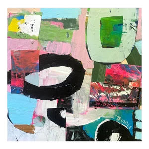Sarah Trundle, Contemporary Abstract Mixed Media Painting, "Pep in Your Step"