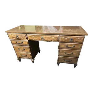 Vintage Flexsteel Dmi Walnut and Burlwood Desk
