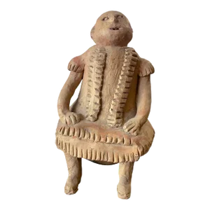 Rare Old Pottery, Figural Girl Vessel Clay Pottery Jar 13" H