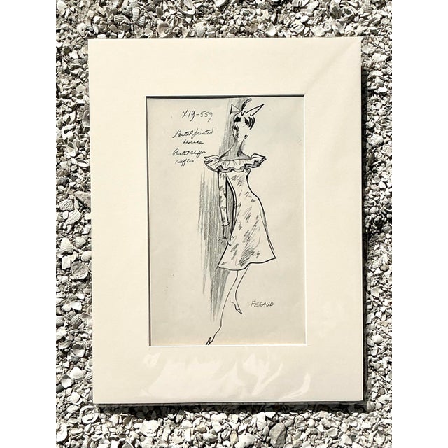 Paper Vintage Boho 70s Original Louis Feraud Sketch For Sale - Image 7 of 8