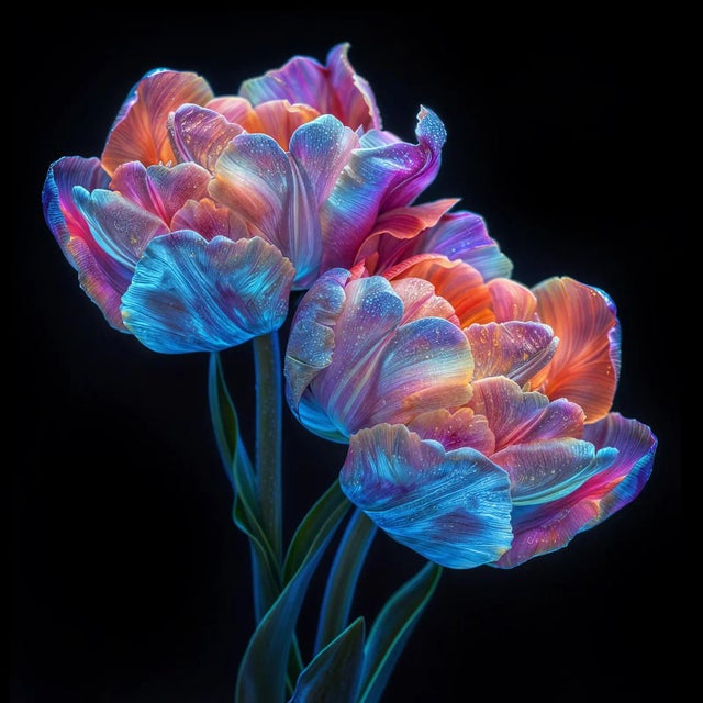 "Rainbow Tulips" Original Contemporary Still Life Photograph by Michael Filonow For Sale